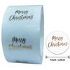 500Pcs Merry Christmas Stickers Pvc Black Background  Stamping Adhesive Labels Christmas Gift Sealing Stickers