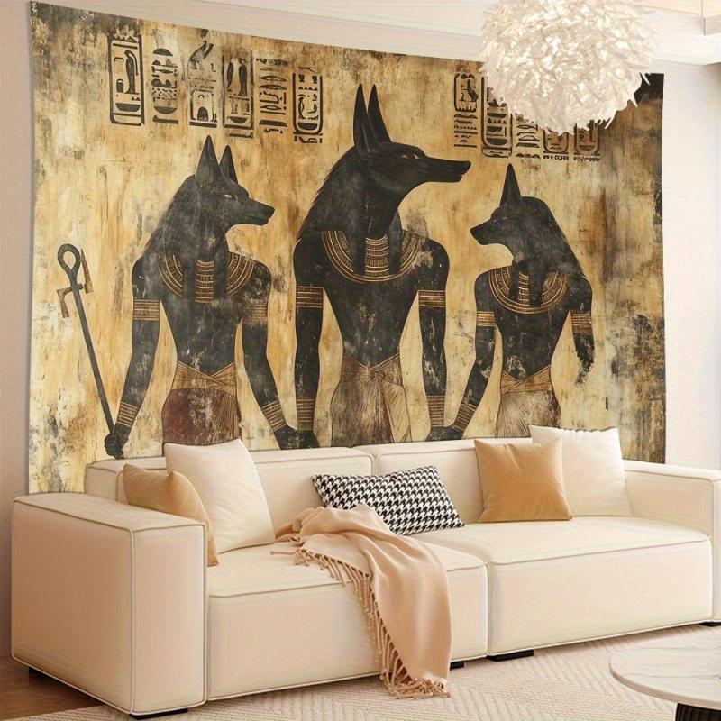 VIKAMA Ancient Egypt Anubis Tapestry Vintage Mural Background Cloth Living Room Background Wall Room Decoration