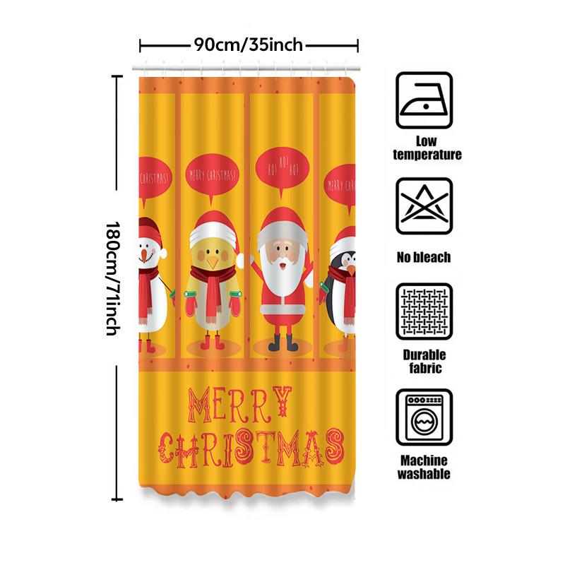 Tu Christmas Shower Curtain Cute Santa Penguin Holiday Bathroom Decor Festive Xmas Home Decor Waterproof Fabric