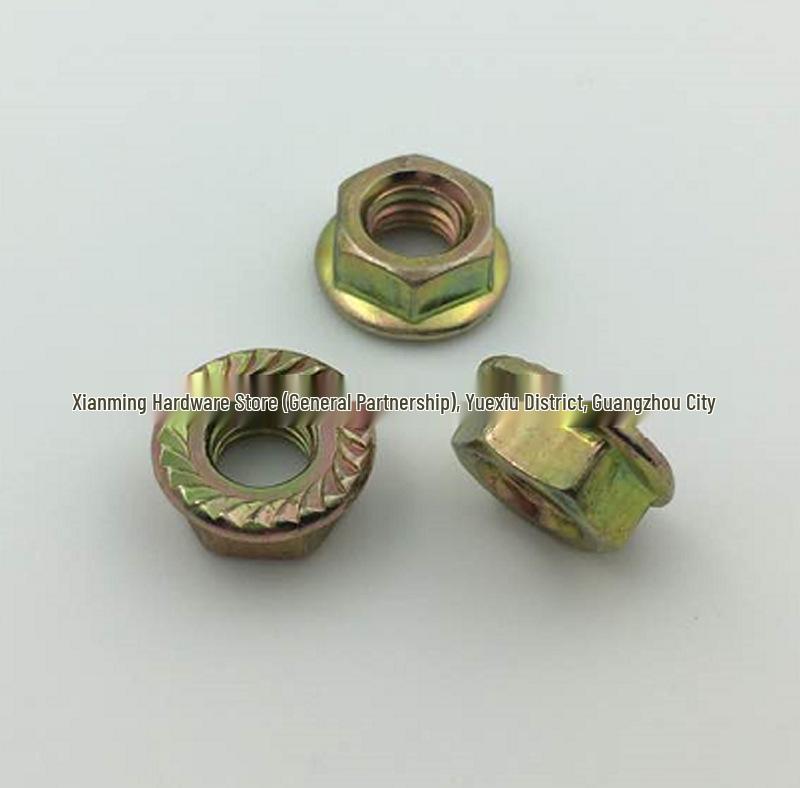 Color-Plated Stainless Steel 304 Hex Flange Nut with Anti-Slip Patterned Teeth DIN6923