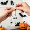 Halloween Tree Ornaments Ghost Wooden Hanging Sign with Hemp Rope, Cute Seasonal Decorations Pendants for Home Party Wall