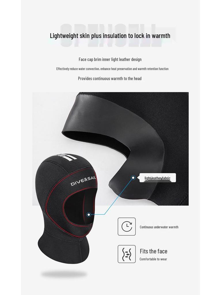 New 3MM Thickened Warm Diving Cap for Men and Women - Winter Swim, Snorkeling, Surfing, Sun Protection, Wetsuit Hood, Facekini.
