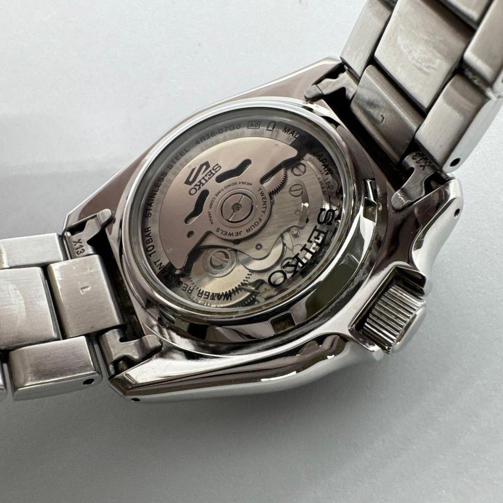 Used SEIKO Seiko 5 Sports SBSA001 4R36-07G0 Automatic Black Dial Day-Date Exhibition Case Back Stainless Steel
