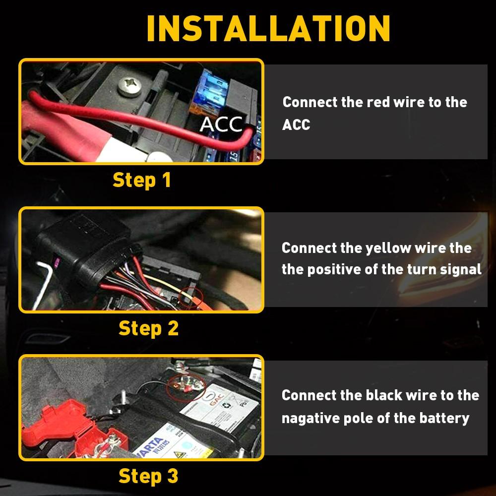 2 x 60CM Amber Slim Sequential Flexible LED DRL Turn Signal Strip For Headlight