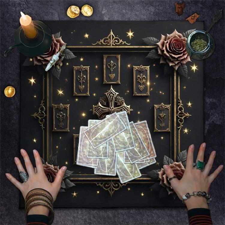 Crosses Rose Pattern Tarots Card Tablecloth Altars Cloth Altars Cloth Divinations Card Table Cloth Tapestry Easy Use