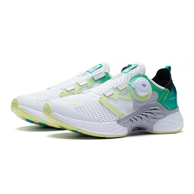 Li Ning Childrens Canglan Non-Slip Shock Absorbing Wear-Resistant Rebound Low-Top Running Shoes Kids Sneaker White Green YKFS022-1