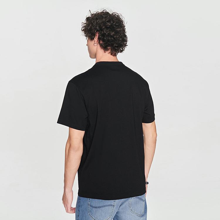 Comfortable Logo Letter Print Round Neck Pullover Short Sleeve T-Shirt Men Tops Black LMT0081194LE00FK11000