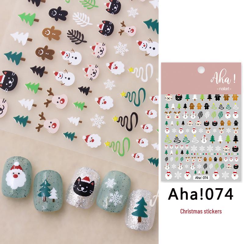 Santa & Reindeer Christmas Nail Stickers: Festive Snowflake Designs for Kids