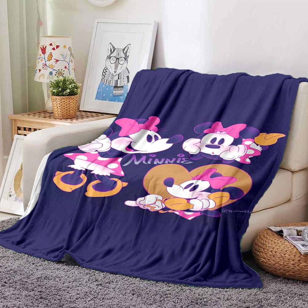 Minnie Mouse Heart Friendship Flannel Blanket Super Soft Warm Cozy Blanket For Sofa Bed Office Travel Allseason Home Decor Gift