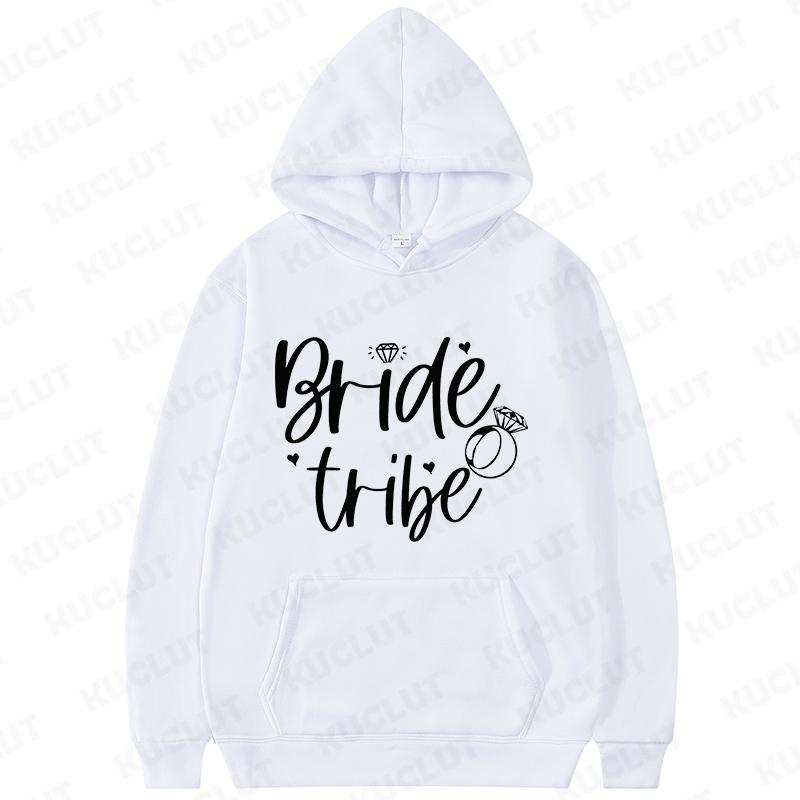 Fashion Team Bride Tribe Hoodies Women Ring Crown Print Soft Pullover Sweatshirts for Wedding Bachelorette Party Outerwears