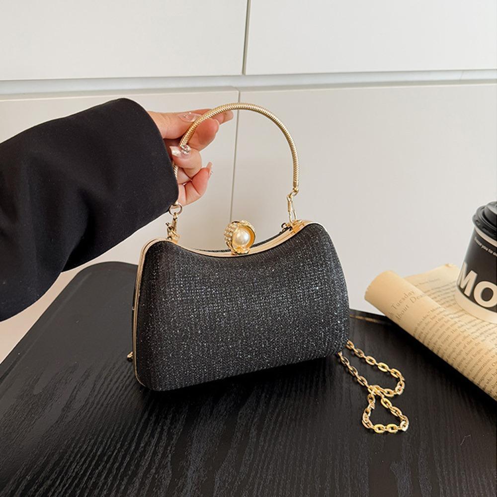 Metal Top Handle Box Shoulder Bag Snap Closure Ladies Clutch Bag Evening Banquet Bag  Wedding