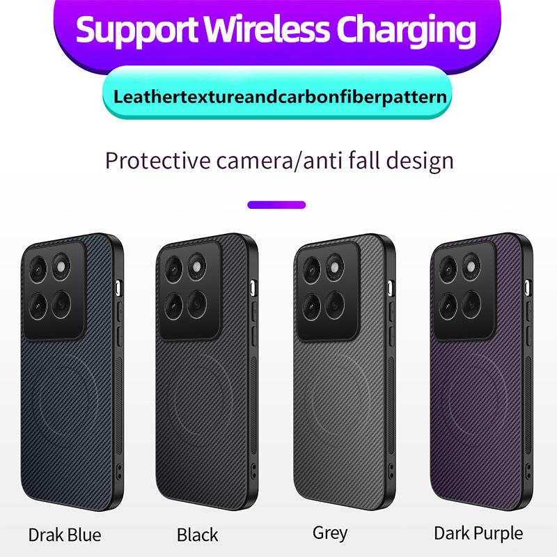 Carbon Fiber Texture Wireless Charging Magnetic Case For Motorola Edge 60 Pro Edge60Pro 5G ShockProof Phone Cover