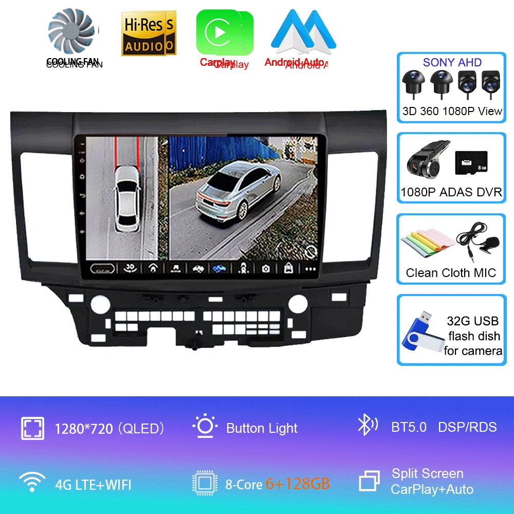 Android 14 For Mitsubishi Lancer 10 CY 2007-2012 10Inch Car Radio Stereo Audio GPS Player Carplay Auto Screen WIFI+4G