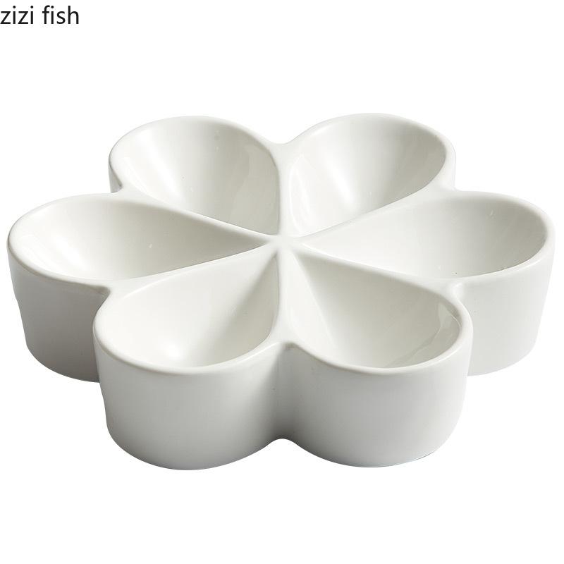 Irregular Shape Ceramic Dinner Plate Multi Grid Specialty Snack Desserts Tray Restaurant Solid Color Cutlery Sashimi Sushi Plate