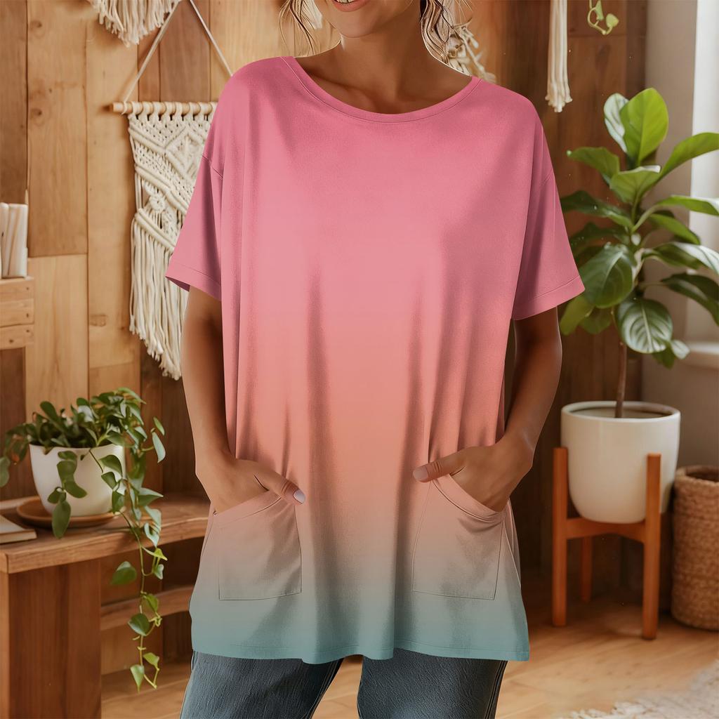 Top casual da donna alla moda a maniche corte con stampa floreale
