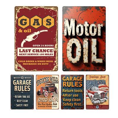 Garage Metal Tin Sign Wall Art Plaque Retro Vintage Auto Repair Shop Decor Man Cave Mechanic Tire Service Bar Pub Decoration