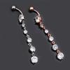 Butterfly-bow Dangled Navel Ring Piercing 14G Flower Heart Crystal CZs Belly Button Ring for Women Stainless Steel Belly Jewelry