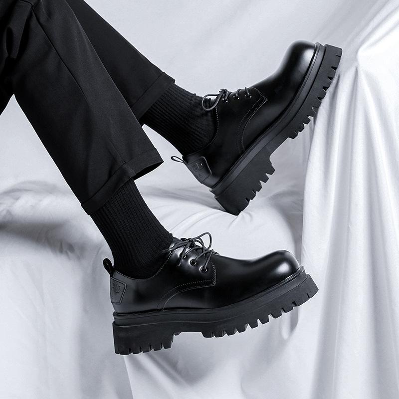 Men's casual leather shoes business dress big head platform wedding groom black summer men's shoes 59260-R
