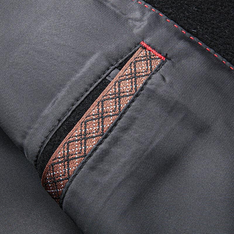 FAPAI Men's Loose Double-Breasted Wool & Silk Blend Winter Coat