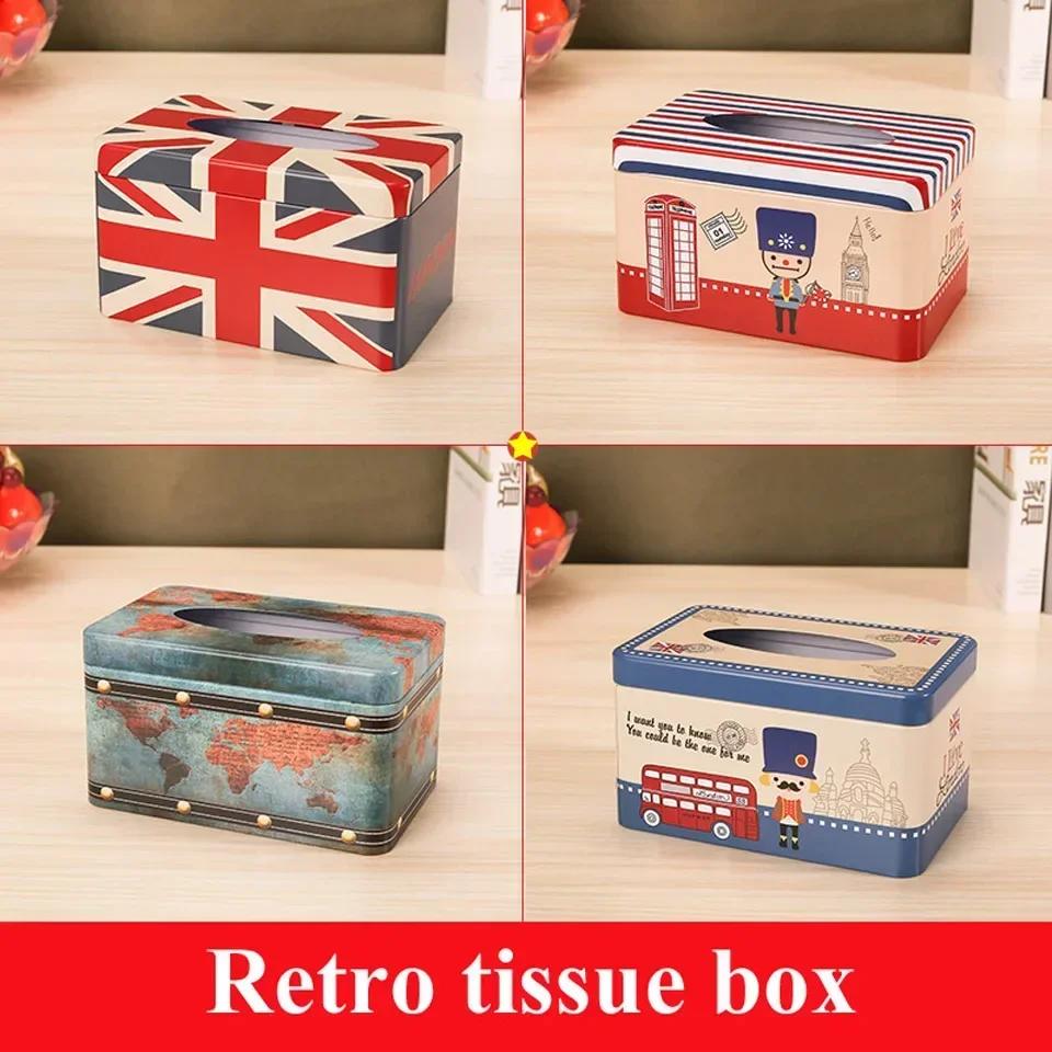 Europäische kreative Retro-Taschentuchbox Ins Niedliche leichte Luxus-High-End-Wohnzimmer-Eisenbox Auto-Rollenpapier-Pumpbox