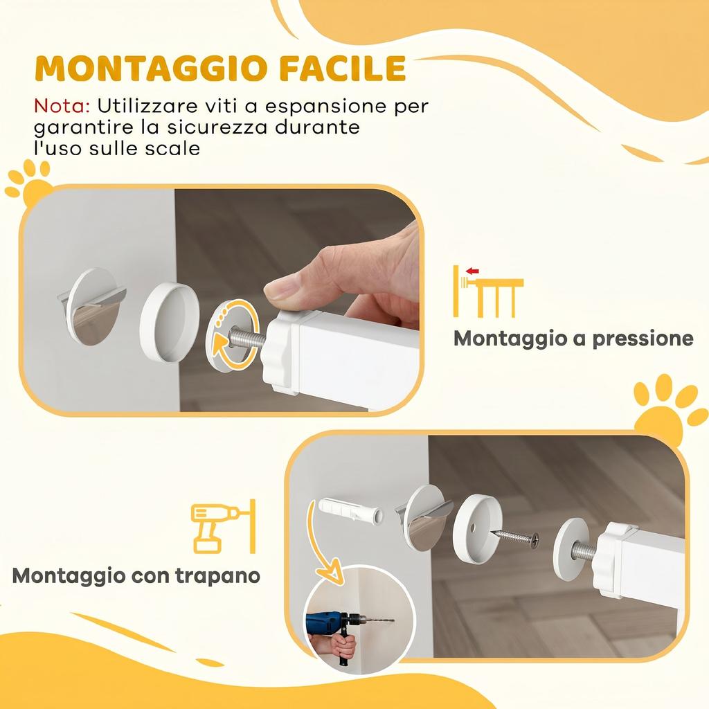Steel and ABS Dog Safety Gate, Extendable 75-115cm for Stairs and Doors, White