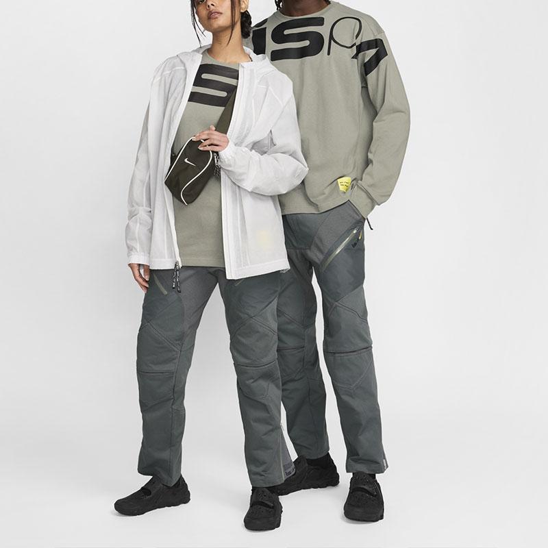 Nike ISPA Letter Print Volný střih mikina s dlouhým rukávem a dlouhým rukávem Unisex topy Tmavě-blátivá-šedá FJ7375-053