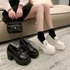Thick-soled High-heeled Small Leather Shoes, Small Retro Mary Jane Shoes, Heightened Thick-heeled Waterproof Table
