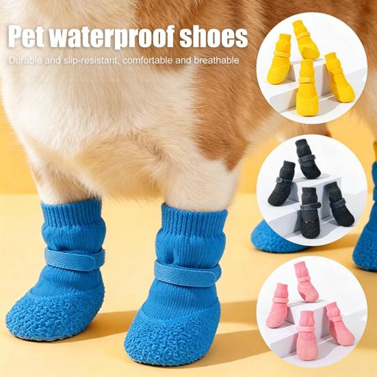 4 Pcs Dog Shoes for Small Dogs, Soft Anti-Slip Puppy Boots Paw Protectors for Hot Pavement, Hardwood Floors, Winter Snow Hiking