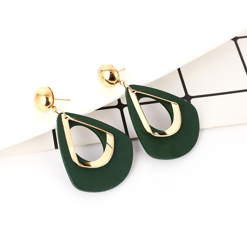 

Women Fashion Hollow-out Earring Water-drop Design Unique All-matching Earrings Dark green #1