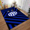 Blue and Black Striped Carpet with Inter Logo and Two Stars Pattern Suitable for use as an anti-slip for living room bedroom sofas