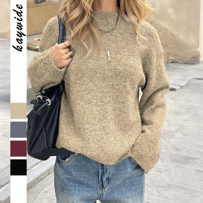 Modischer Langarm-Pullover in schlichtem Unifarbton für Damen 2025 Herbst und Winter Neuer Stil