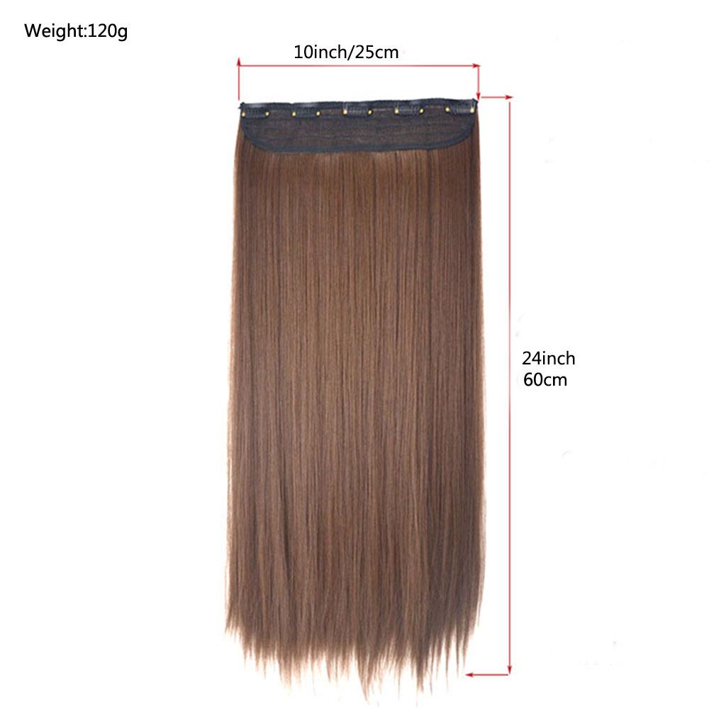 Synthetic Hair Extension Clip Ins One Piece With 5clips Long Straight Hair Brown Blonde Color For Women Daily Use