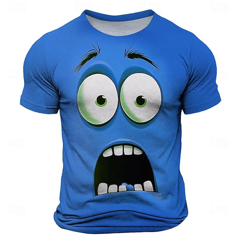 Summer Short-sleeved Funny Face Graphic T-shirts for Men's 3D Printing Casual Funny T-shirt Street Outdoor Men's and Women's Tee Tops