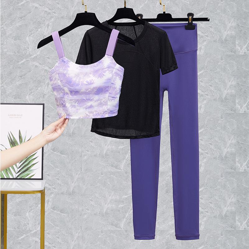 

Женский тренировочный комплект для йоги из 3 предметов 2025 года: Топ для похудения, накидка и костюм для пилатеса Large