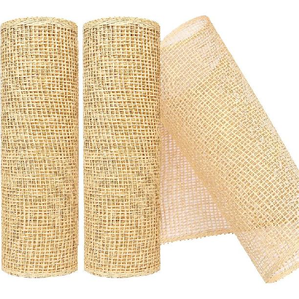 2 Pack Deco Mesh 10 Inch x 30 Feet Decor Mesh Ribbon with Metallic Foil Deco Mesh Wreath Supplies Ribbon Mesh Roll for Spring Wreaths, Craft, Party
