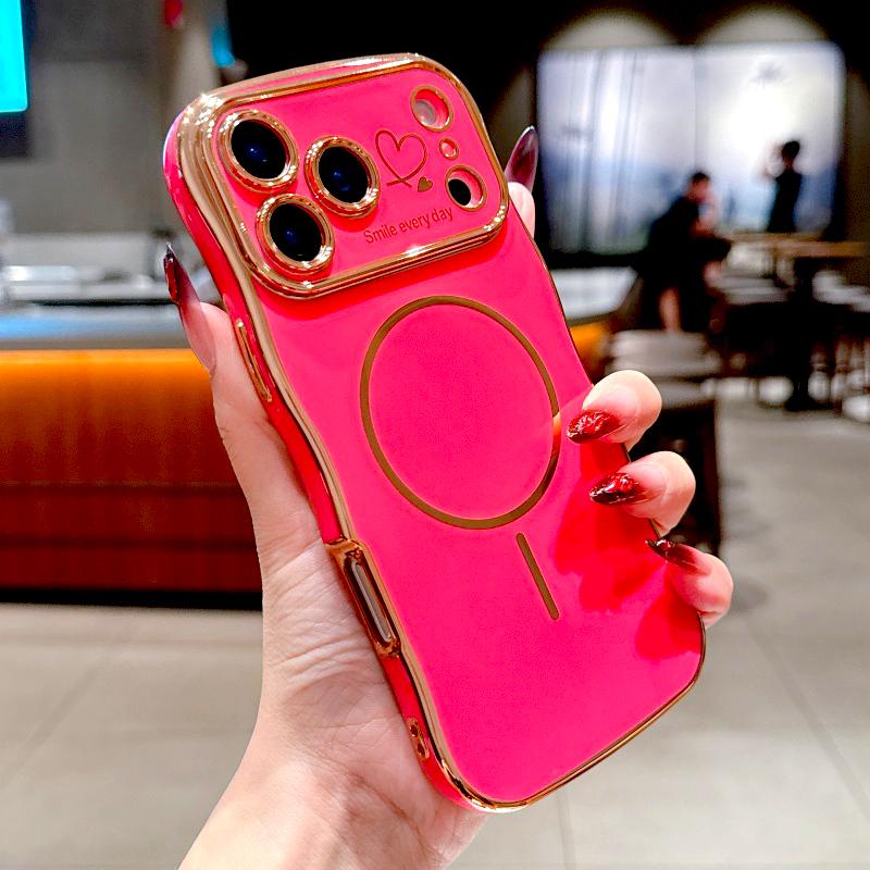 

Luxury Wave Plating TPU Case For iPhone 17 16 15 14 13 12 11 Pro Max 17Pro iPhone17 Mag Safe Magsafe Wireless Charger Full Cover For iPhone11 Pro Max красный