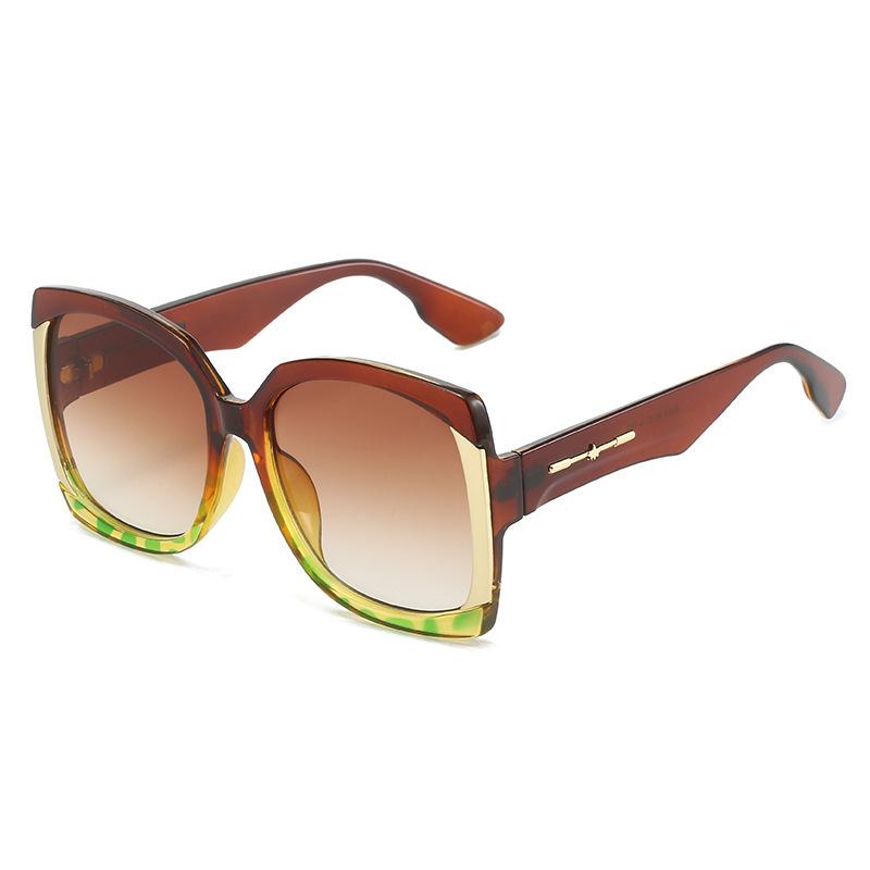Fashion Modern Large Frame Sunglasses Concave Contrasting Color Colorful Sunglasses Women Ins Street Shot Glasses