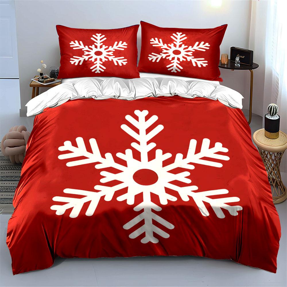 Winter-Themed Snowflake Decoration Bedding Set Exquisite Three-Piece Bedding Set Gift For Kids And Adults