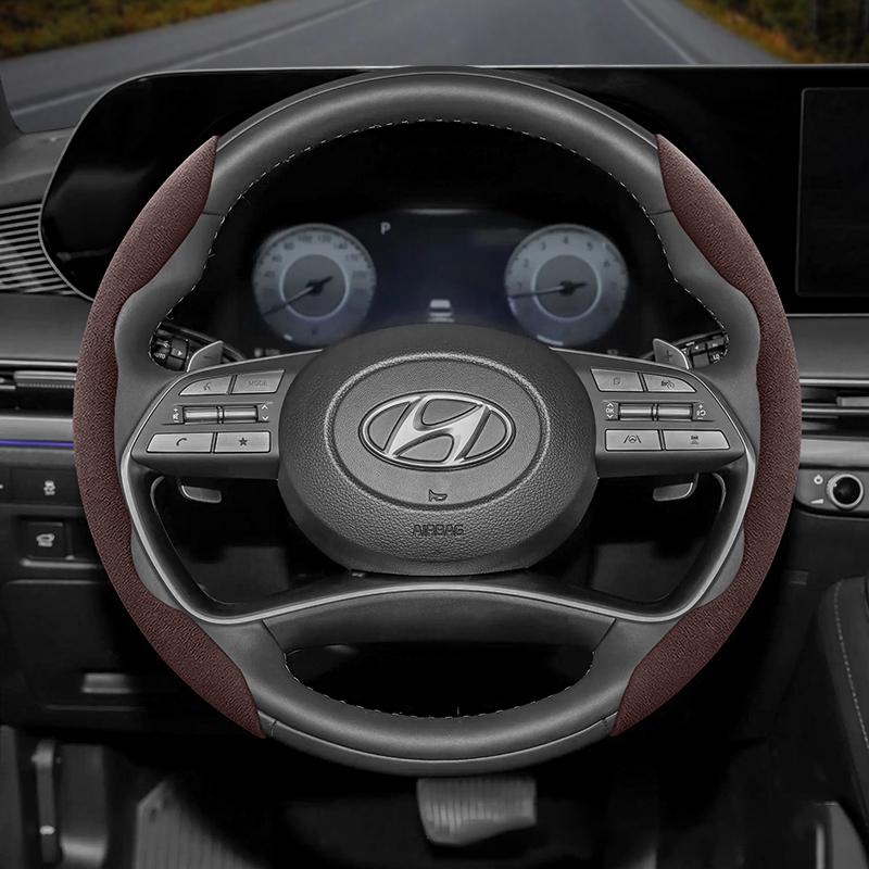 Suitable for Hyundai Anti-Slip Buckle Segmented Suede Steering Wheel Cover I30 Tucson I20 Accent I10 I40 Kona Ix35 Grand Elantra Solaris Creta Getz