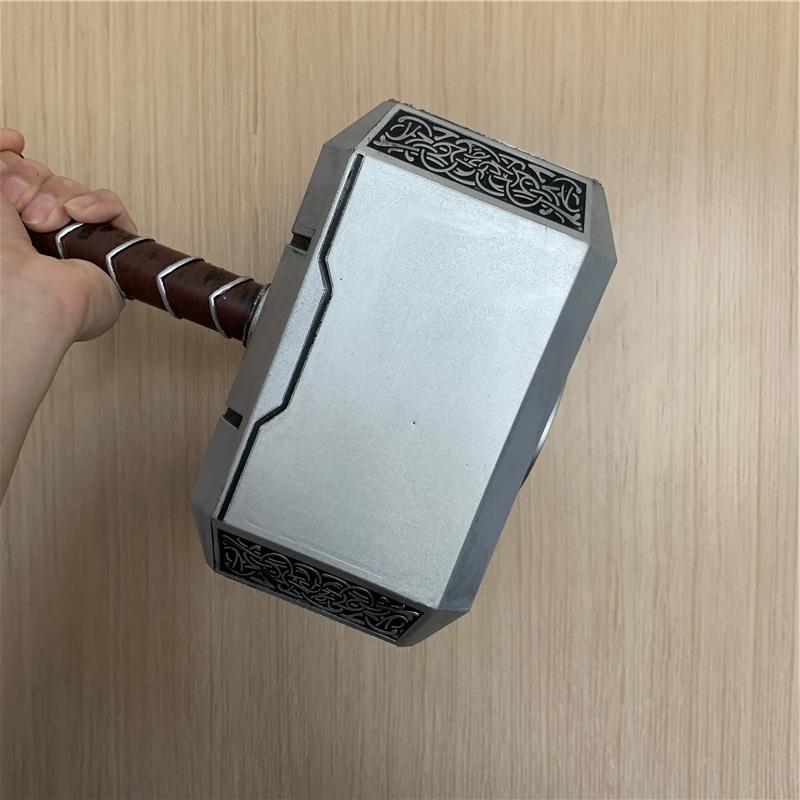 1:1 Thunder Hammer Weapons 44cm Hammer Cosplay Model Role Playing Belt Decor Stage Props Carnival Toy Gift Rubber