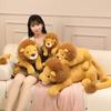 Cuddly Lying Lion Stuffed Plush Toy Soft Fluffy Lion Animal Doll Big Size Plushie Soothing Doll Sofa Bed Home Decor Gifts