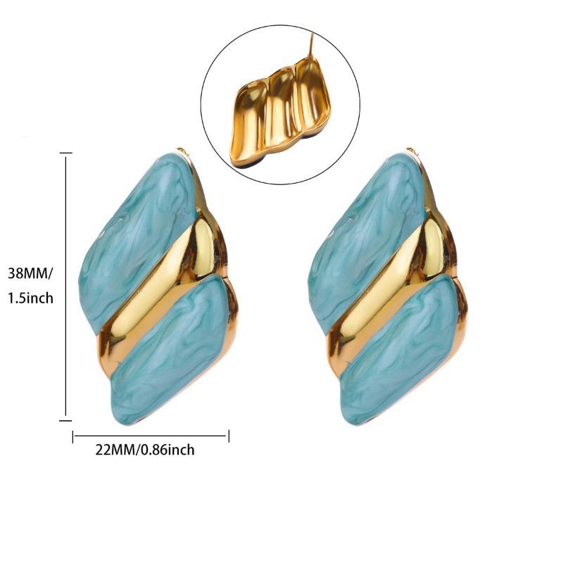 New fashion earrings, earrings, exquisite light luxury, high-end painting oil square commuter candy color