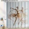 1pc 2D Flat Printed Ballet Dancer Shower Curtain, 70.8x 70.8inch- Non-real Embroidery, Machine Washable Polyester, Suitable for