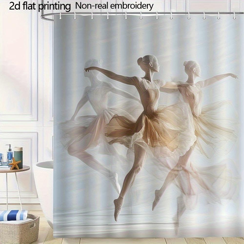 1pc 2D Flat Printed Ballet Dancer Shower Curtain, 70.8x 70.8inch- Non-real Embroidery, Machine Washable Polyester, Suitable for