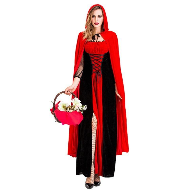 New Halloween Costume, Nightclub Queen Vampire Costume, Red and Black with Cape Little Red Riding Hood Costume