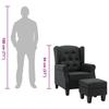 Armchair with Footstool Dark Grey Fabric