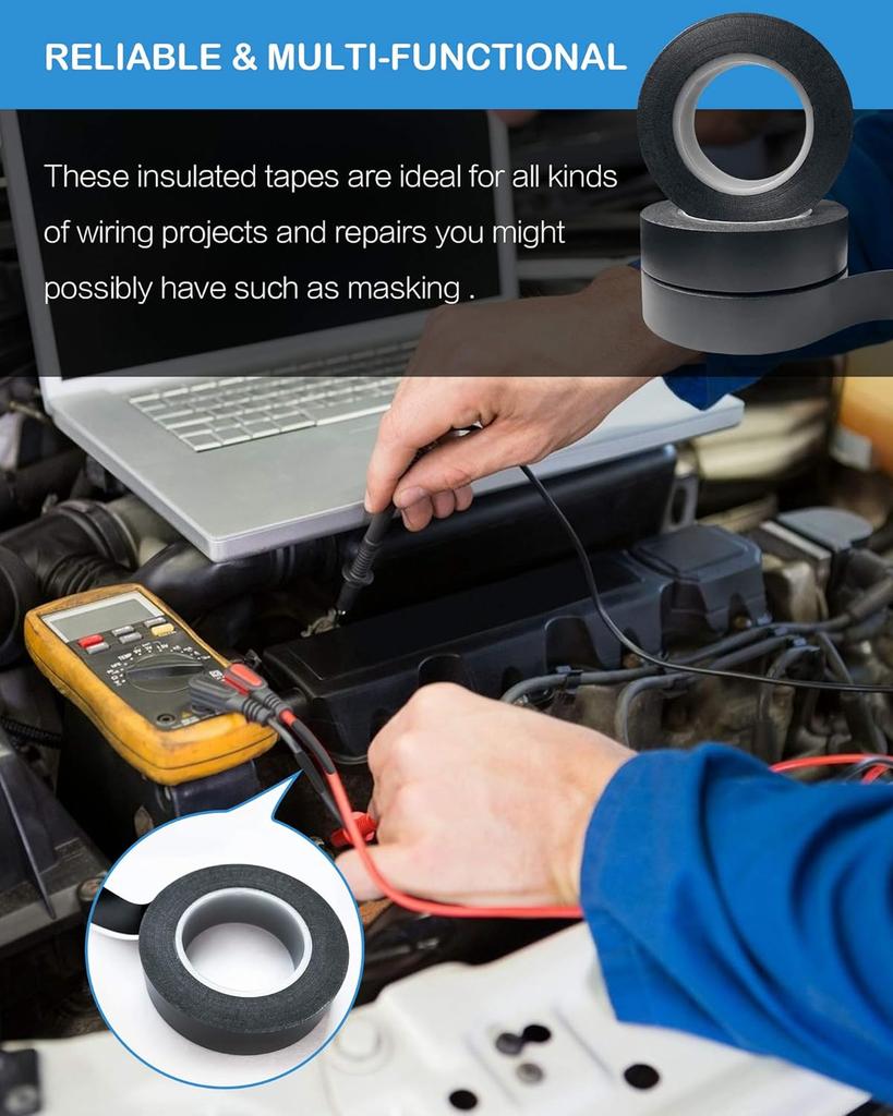 Black Flame Retardant Electrical Insulation Tape Strong Adhesive Wire Harness Tape for Electrical Wiring Waterproof Tape