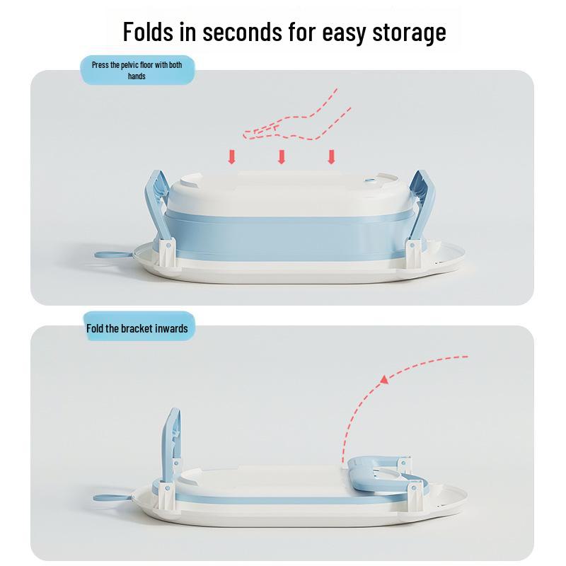 Temperature-Sensitive Folding Baby Bath Tub with Mat, PP + TPE Materials