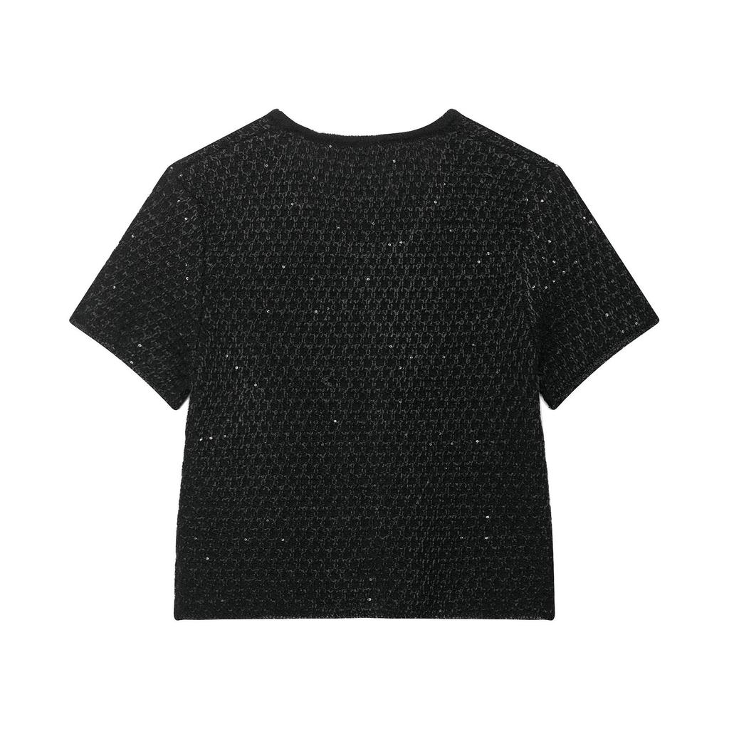 European Style Sequin-Embellished Knit Camisole & Cardigan Two-Piece Set