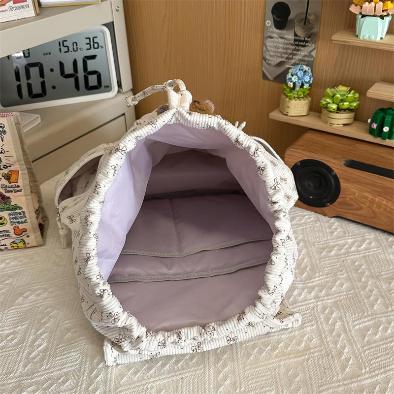 Cord-Schleifen-Rucksack Damen Leichter Zugband-Pendlerrucksack